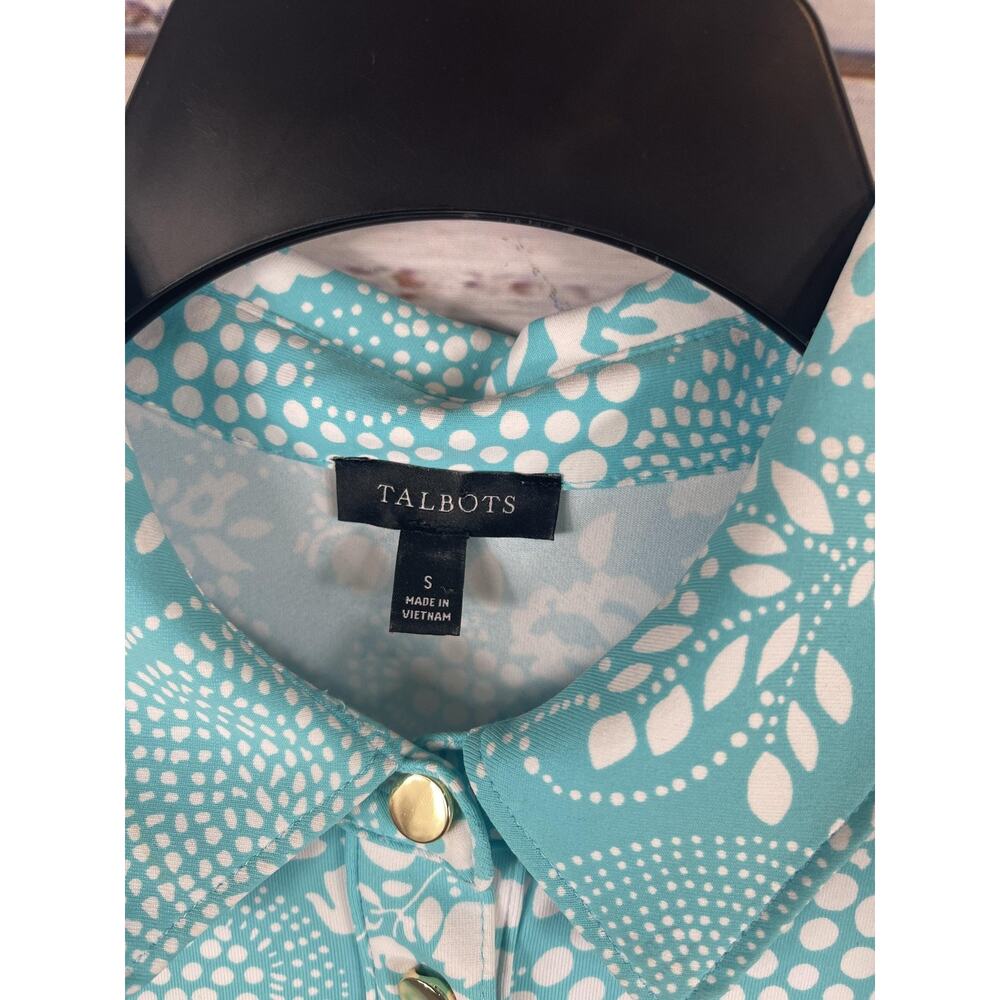 Talbots Dress Womens Small Blue Floral Sleeveless Collared Shirt Shift Knee Work - Picture 4 of 9